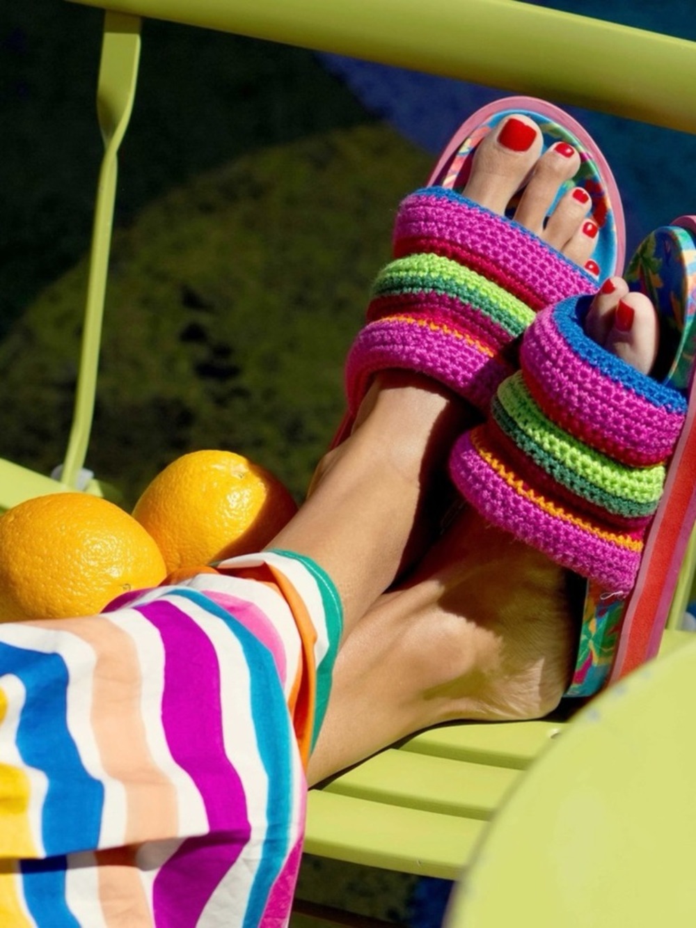 Farm Rio Crochet Slide Sandals - Multicolor 9